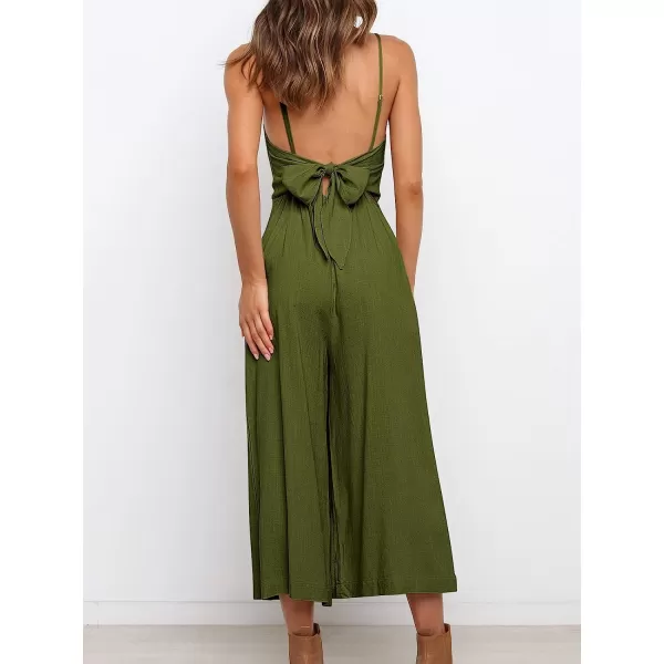imageANRABESS Womens Summer Spaghetti Strap Tie Back Sleeveless Dressy High Waist Wide Leg Jumpsuit Rompers PocketsArmy Green