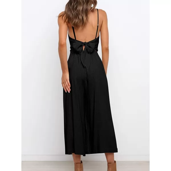 imageANRABESS Womens Summer Spaghetti Strap Tie Back Sleeveless Dressy High Waist Wide Leg Jumpsuit Rompers PocketsBlack
