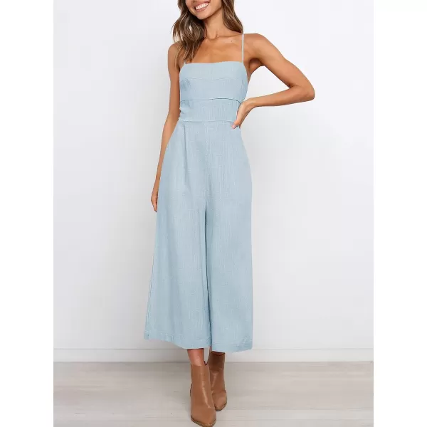 imageANRABESS Womens Summer Spaghetti Strap Tie Back Sleeveless Dressy High Waist Wide Leg Jumpsuit Rompers PocketsBlue