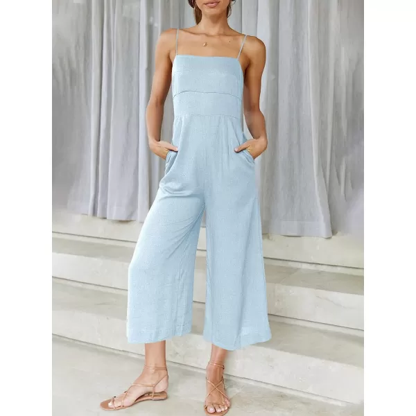 imageANRABESS Womens Summer Spaghetti Strap Tie Back Sleeveless Dressy High Waist Wide Leg Jumpsuit Rompers PocketsBlue