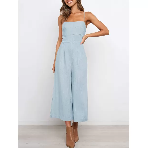 imageANRABESS Womens Summer Spaghetti Strap Tie Back Sleeveless Dressy High Waist Wide Leg Jumpsuit Rompers PocketsBlue