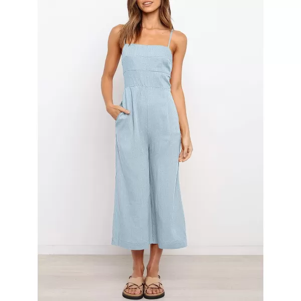 imageANRABESS Womens Summer Spaghetti Strap Tie Back Sleeveless Dressy High Waist Wide Leg Jumpsuit Rompers PocketsBlue