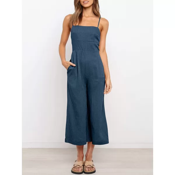 imageANRABESS Womens Summer Spaghetti Strap Tie Back Sleeveless Dressy High Waist Wide Leg Jumpsuit Rompers PocketsBlue Gray