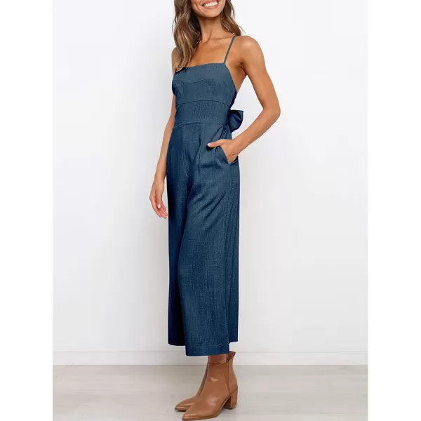imageANRABESS Womens Summer Spaghetti Strap Tie Back Sleeveless Dressy High Waist Wide Leg Jumpsuit Rompers PocketsBlue Gray