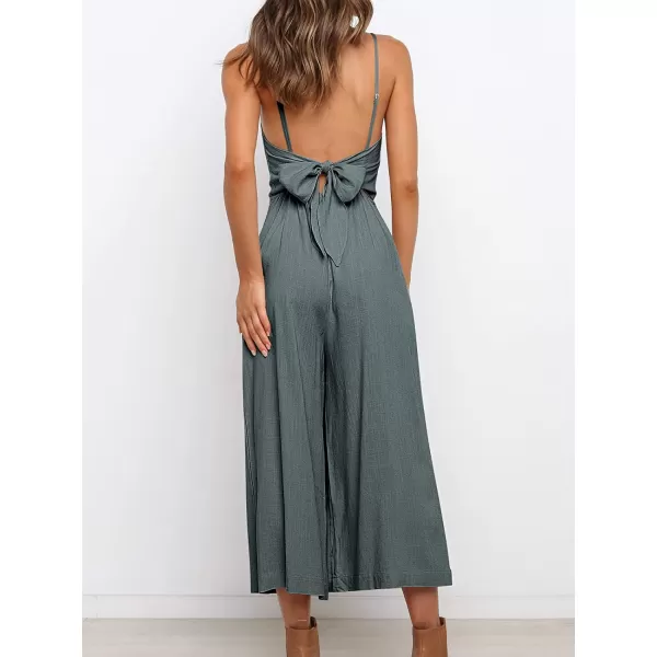 imageANRABESS Womens Summer Spaghetti Strap Tie Back Sleeveless Dressy High Waist Wide Leg Jumpsuit Rompers PocketsDark Gray