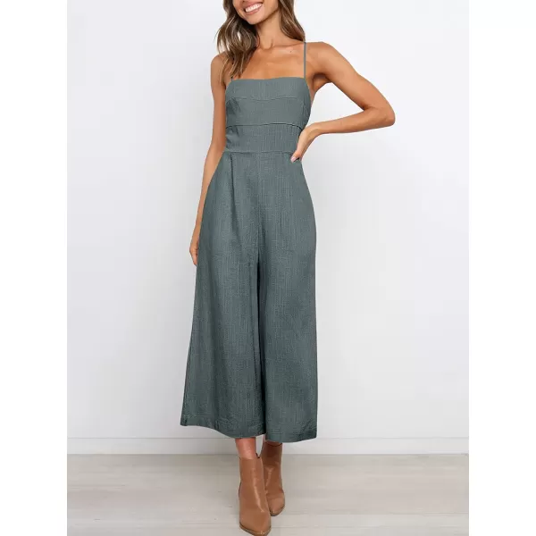 imageANRABESS Womens Summer Spaghetti Strap Tie Back Sleeveless Dressy High Waist Wide Leg Jumpsuit Rompers PocketsDark Gray