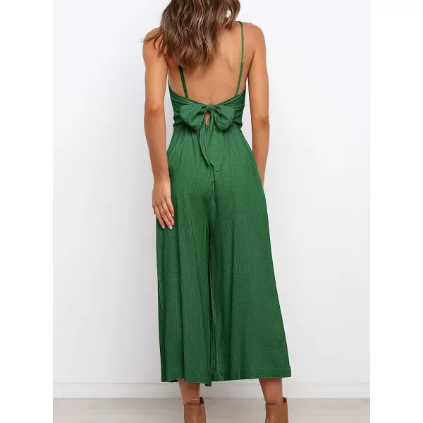 imageANRABESS Womens Summer Spaghetti Strap Tie Back Sleeveless Dressy High Waist Wide Leg Jumpsuit Rompers PocketsForest