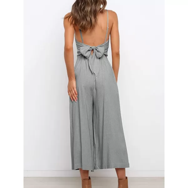 imageANRABESS Womens Summer Spaghetti Strap Tie Back Sleeveless Dressy High Waist Wide Leg Jumpsuit Rompers PocketsGrey