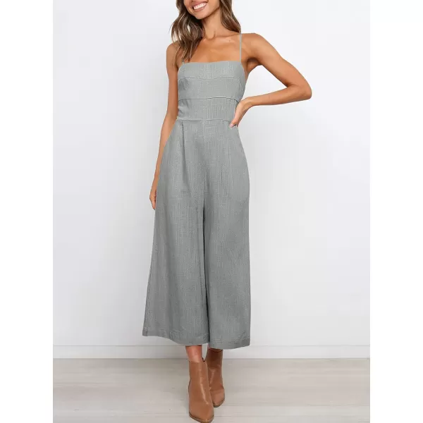 imageANRABESS Womens Summer Spaghetti Strap Tie Back Sleeveless Dressy High Waist Wide Leg Jumpsuit Rompers PocketsGrey