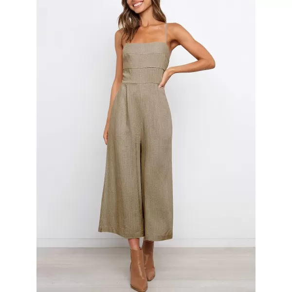imageANRABESS Womens Summer Spaghetti Strap Tie Back Sleeveless Dressy High Waist Wide Leg Jumpsuit Rompers PocketsKhaki