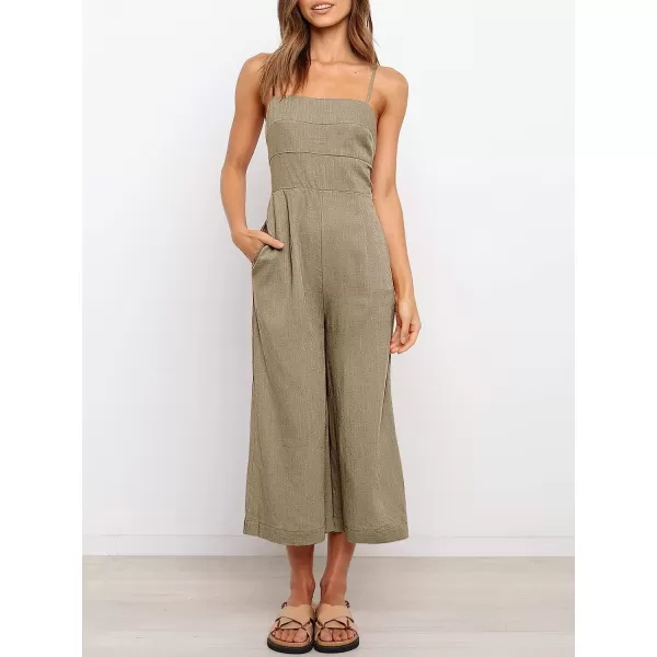 imageANRABESS Womens Summer Spaghetti Strap Tie Back Sleeveless Dressy High Waist Wide Leg Jumpsuit Rompers PocketsKhaki