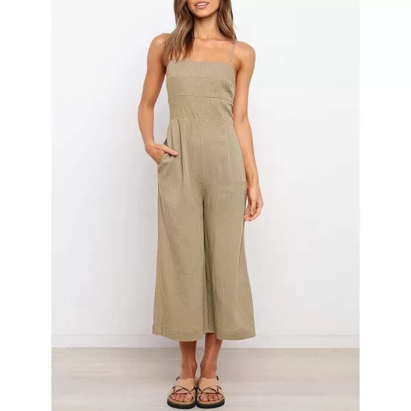 imageANRABESS Womens Summer Spaghetti Strap Tie Back Sleeveless Dressy High Waist Wide Leg Jumpsuit Rompers PocketsLight Brown