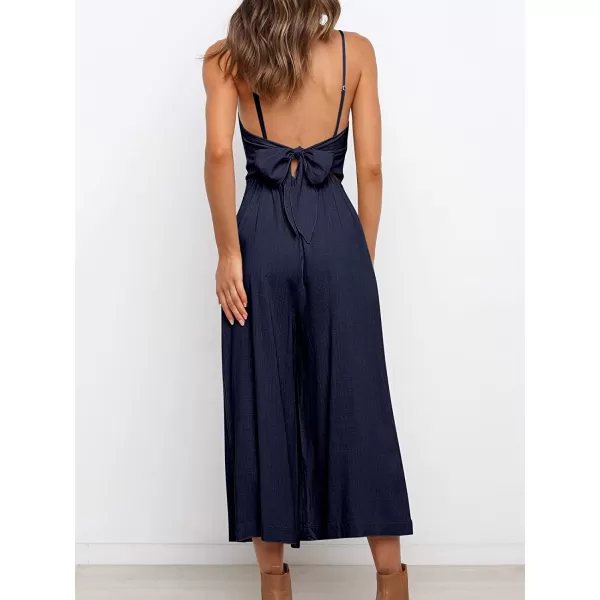 imageANRABESS Womens Summer Spaghetti Strap Tie Back Sleeveless Dressy High Waist Wide Leg Jumpsuit Rompers PocketsNavy Blue