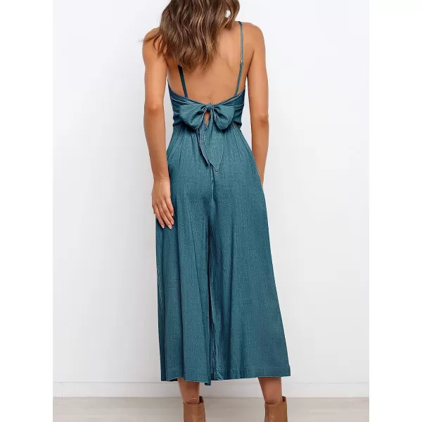 imageANRABESS Womens Summer Spaghetti Strap Tie Back Sleeveless Dressy High Waist Wide Leg Jumpsuit Rompers PocketsTeal