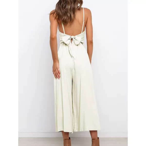 imageANRABESS Womens Summer Spaghetti Strap Tie Back Sleeveless Dressy High Waist Wide Leg Jumpsuit Rompers PocketsWhite
