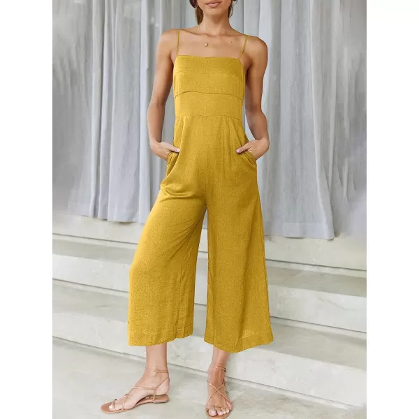 imageANRABESS Womens Summer Spaghetti Strap Tie Back Sleeveless Dressy High Waist Wide Leg Jumpsuit Rompers PocketsYellow