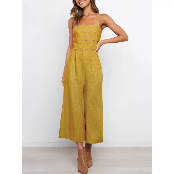 imageANRABESS Womens Summer Spaghetti Strap Tie Back Sleeveless Dressy High Waist Wide Leg Jumpsuit Rompers PocketsYellow