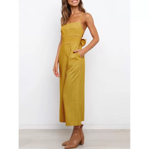 imageANRABESS Womens Summer Spaghetti Strap Tie Back Sleeveless Dressy High Waist Wide Leg Jumpsuit Rompers PocketsYellow