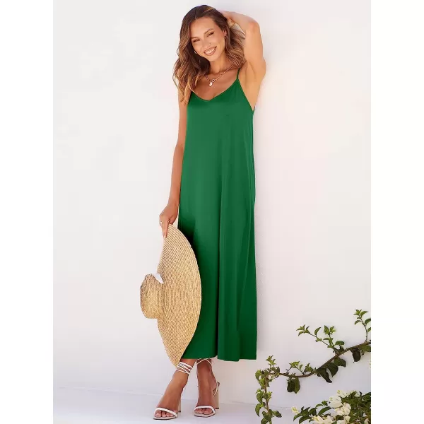 imageANRABESS Womens Summer Spaghetti Strap V Neck Casual Loose Backless Slit Maxi Beach Sun DressGrass