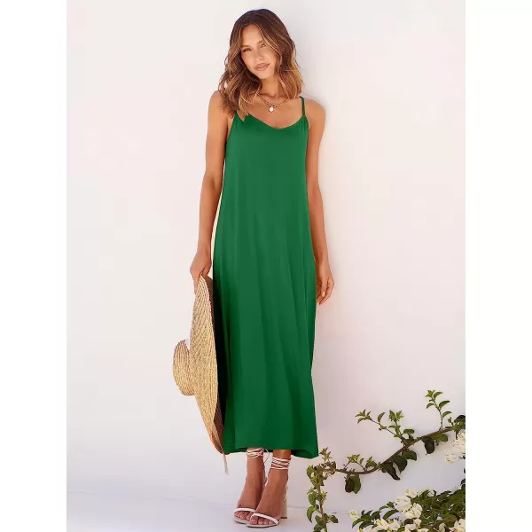 imageANRABESS Womens Summer Spaghetti Strap V Neck Casual Loose Backless Slit Maxi Beach Sun DressGrass
