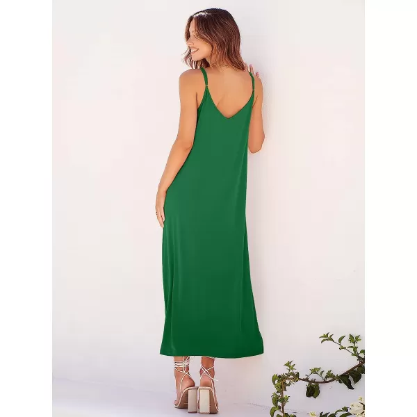 imageANRABESS Womens Summer Spaghetti Strap V Neck Casual Loose Backless Slit Maxi Beach Sun DressGrass