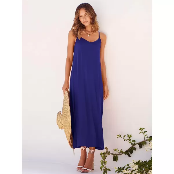 imageANRABESS Womens Summer Spaghetti Strap V Neck Casual Loose Backless Slit Maxi Beach Sun DressRoyal Blue