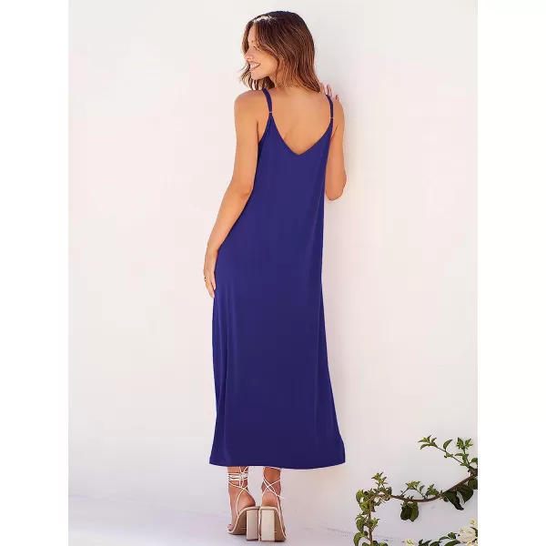 imageANRABESS Womens Summer Spaghetti Strap V Neck Casual Loose Backless Slit Maxi Beach Sun DressRoyal Blue