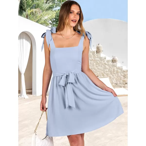 imageANRABESS Womens Summer Tie Strap Mini Dress Square Neck Smocked Sleeveless A Line Swing Elegant Cute Short DressesSky Blue