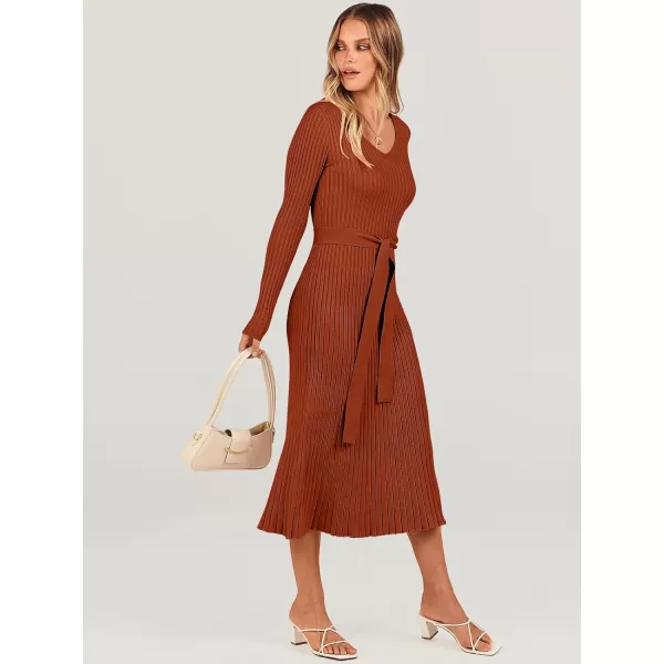 imageANRABESS Womens Sweater Dress 2023 Fall Long Sleeve V Neck Tie Waist Slim Fit Elegant Ribbed Knit Bodycon Midi DressANRABESS Womens Sweater Dress 2023 Fall Long Sleeve V Neck Tie Waist Slim Fit Elegant Ribbed Knit Bodycon Midi Dress