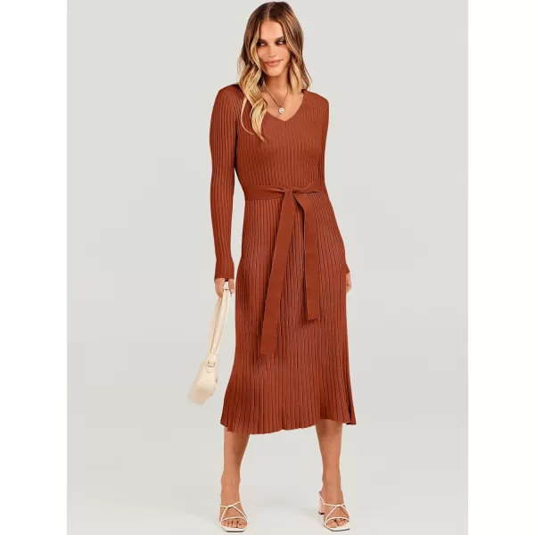 imageANRABESS Womens Sweater Dress 2023 Fall Long Sleeve V Neck Tie Waist Slim Fit Elegant Ribbed Knit Bodycon Midi DressANRABESS Womens Sweater Dress 2023 Fall Long Sleeve V Neck Tie Waist Slim Fit Elegant Ribbed Knit Bodycon Midi Dress