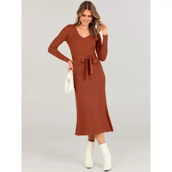 imageANRABESS Womens Sweater Dress 2023 Fall Long Sleeve V Neck Tie Waist Slim Fit Elegant Ribbed Knit Bodycon Midi DressANRABESS Womens Sweater Dress 2023 Fall Long Sleeve V Neck Tie Waist Slim Fit Elegant Ribbed Knit Bodycon Midi Dress