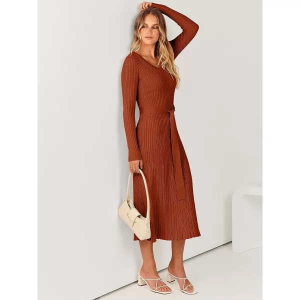 imageANRABESS Womens Sweater Dress 2023 Fall Long Sleeve V Neck Tie Waist Slim Fit Elegant Ribbed Knit Bodycon Midi DressANRABESS Womens Sweater Dress 2023 Fall Long Sleeve V Neck Tie Waist Slim Fit Elegant Ribbed Knit Bodycon Midi Dress