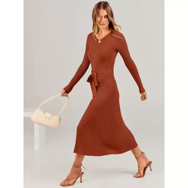 imageANRABESS Womens Sweater Dress 2023 Fall Long Sleeve V Neck Tie Waist Slim Fit Elegant Ribbed Knit Bodycon Midi DressANRABESS Womens Sweater Dress 2023 Fall Long Sleeve V Neck Tie Waist Slim Fit Elegant Ribbed Knit Bodycon Midi Dress