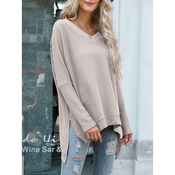 imageANRABESS Womens Sweater Oversized Turtleneck Long Batwing Sleeve Waffle Knit Casual Loose Split Hem Tunic Pullover TopsVneck Purple