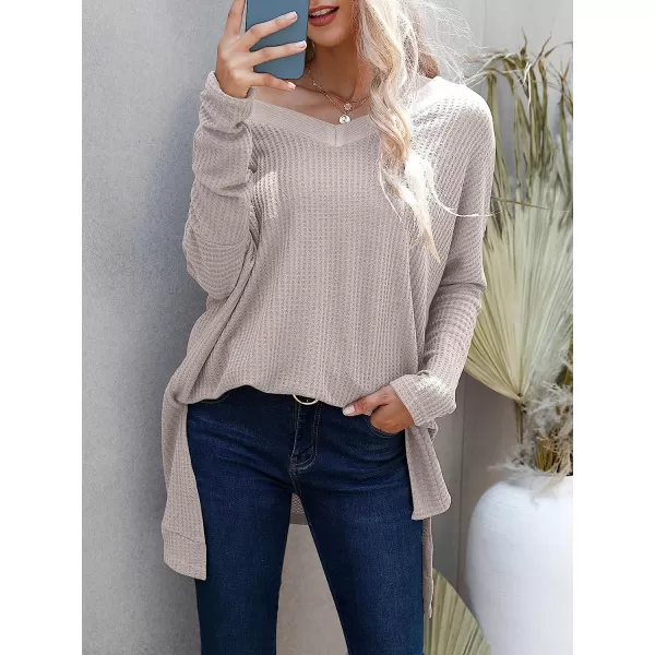 imageANRABESS Womens Sweater Oversized Turtleneck Long Batwing Sleeve Waffle Knit Casual Loose Split Hem Tunic Pullover TopsVneck Purple