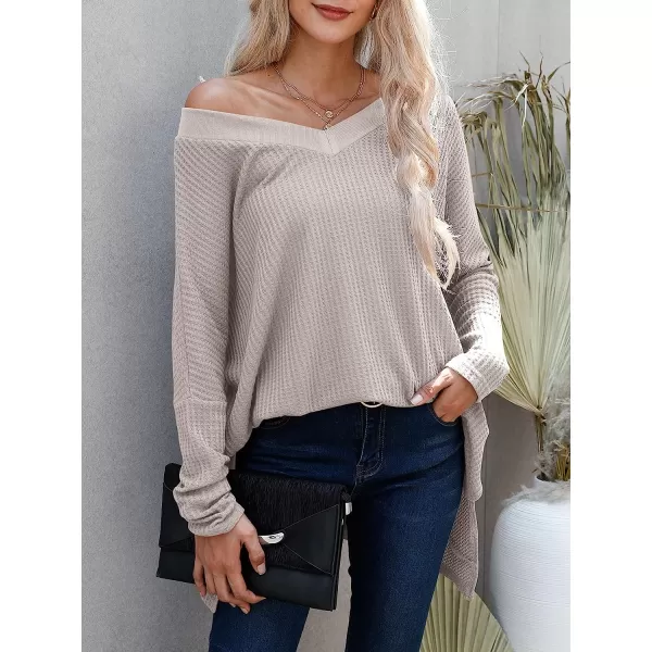 imageANRABESS Womens Sweater Oversized Turtleneck Long Batwing Sleeve Waffle Knit Casual Loose Split Hem Tunic Pullover TopsVneck Purple