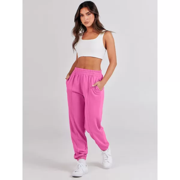 imageANRABESS Womens Sweatpants Baggy Casual High Waisted Workout Athletic Cinch Bottom Joggers PantsHot Pink