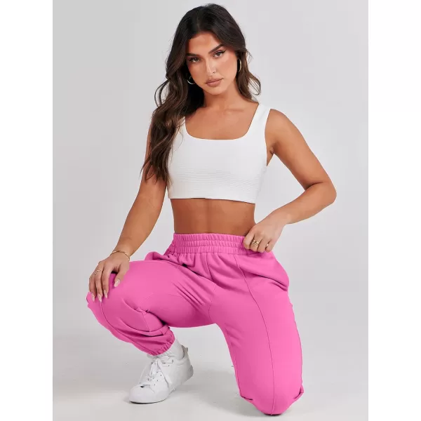 imageANRABESS Womens Sweatpants Baggy Casual High Waisted Workout Athletic Cinch Bottom Joggers PantsHot Pink