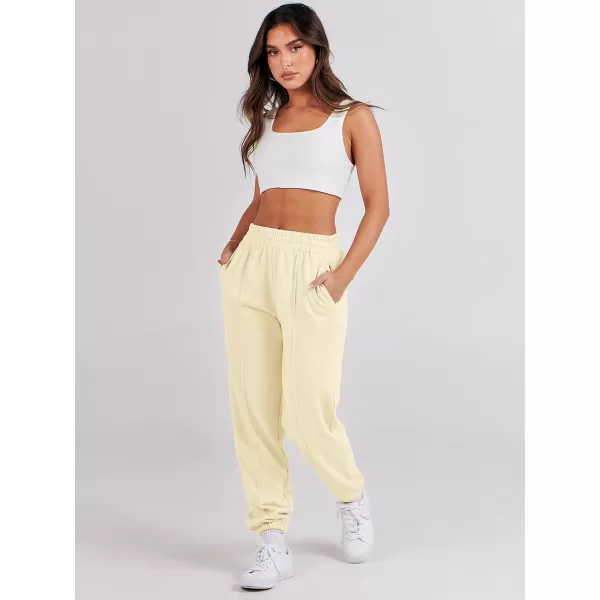 imageANRABESS Womens Sweatpants Baggy Casual High Waisted Workout Athletic Cinch Bottom Joggers PantsPastel Yellow