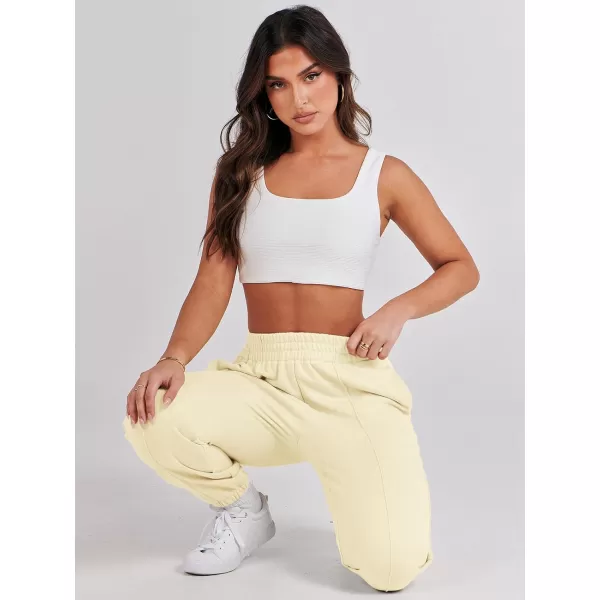 imageANRABESS Womens Sweatpants Baggy Casual High Waisted Workout Athletic Cinch Bottom Joggers PantsPastel Yellow
