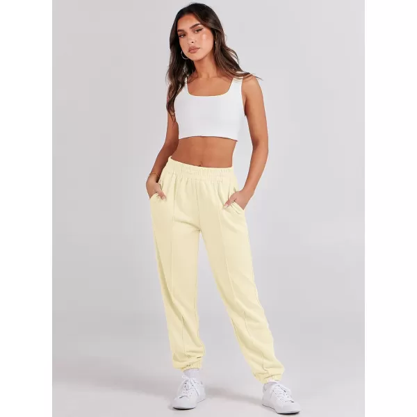 imageANRABESS Womens Sweatpants Baggy Casual High Waisted Workout Athletic Cinch Bottom Joggers PantsPastel Yellow