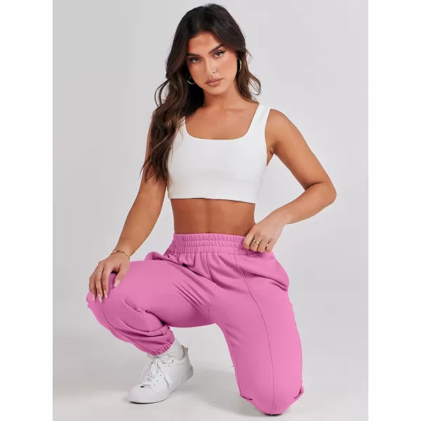 imageANRABESS Womens Sweatpants Baggy Casual High Waisted Workout Athletic Cinch Bottom Joggers PantsPink