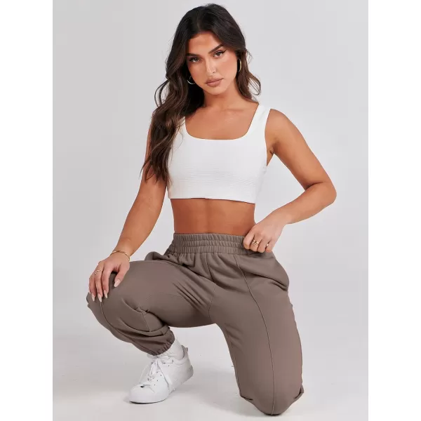 imageANRABESS Womens Sweatpants Baggy Casual High Waisted Workout Athletic Cinch Bottom Joggers PantsTaupe