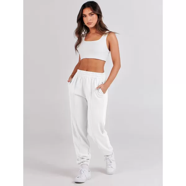 imageANRABESS Womens Sweatpants Baggy Casual High Waisted Workout Athletic Cinch Bottom Joggers PantsWhite