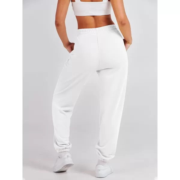 imageANRABESS Womens Sweatpants Baggy Casual High Waisted Workout Athletic Cinch Bottom Joggers PantsWhite