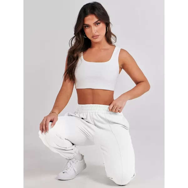 imageANRABESS Womens Sweatpants Baggy Casual High Waisted Workout Athletic Cinch Bottom Joggers PantsWhite