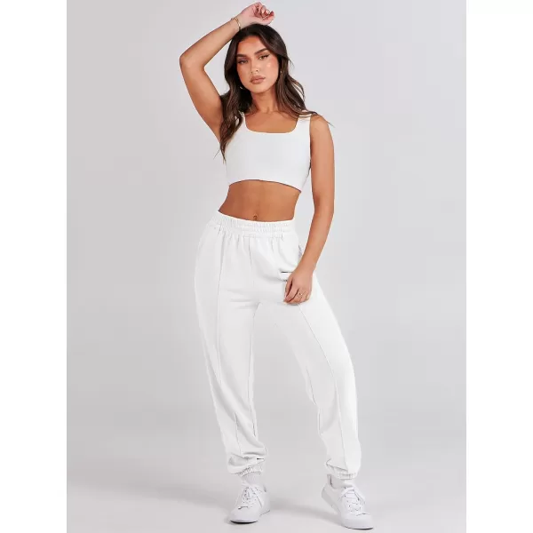 imageANRABESS Womens Sweatpants Baggy Casual High Waisted Workout Athletic Cinch Bottom Joggers PantsWhite