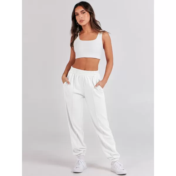 imageANRABESS Womens Sweatpants Baggy Casual High Waisted Workout Athletic Cinch Bottom Joggers PantsWhite