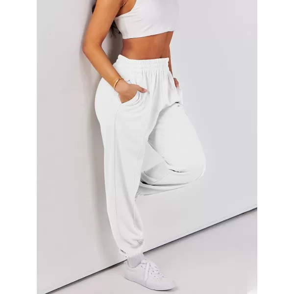 imageANRABESS Womens Sweatpants Baggy Casual High Waisted Workout Athletic Cinch Bottom Joggers PantsWhite