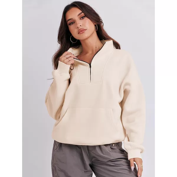imageANRABESS Womens Sweatshirts Long Sleeve Oversized Fleece Half Zip Crop Hoodies Teen Girls Y2K Fall PulloverAlmond Apricot